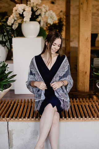 Sheer Silky Scarf Grey