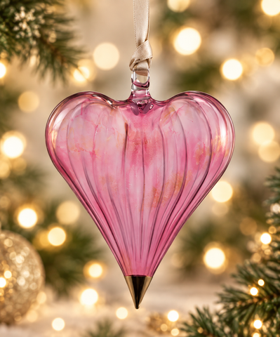 Glass Heart Glass Ornament Purple