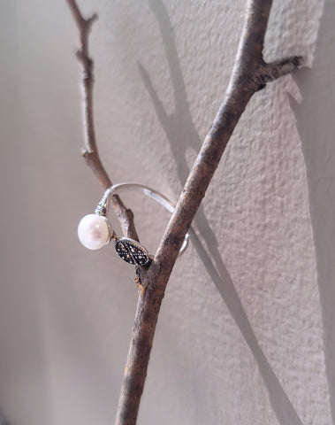 Raised Pearl Marcasite Ring