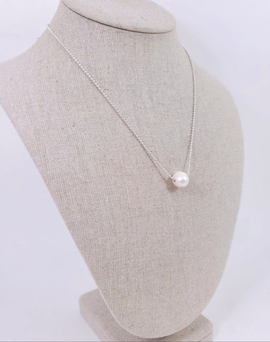 Simple Silver Pearl Necklace
