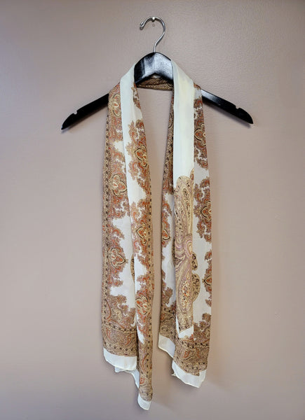 Cream Wool Fedora with Paisley Silk Scarf Accent Paisley Scarf Silk Dress Scarf Mens Neckerchief Men Suit  main image 3