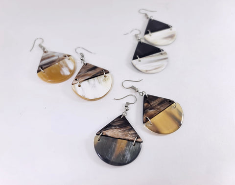 Two Tier Cow Horn Earrings