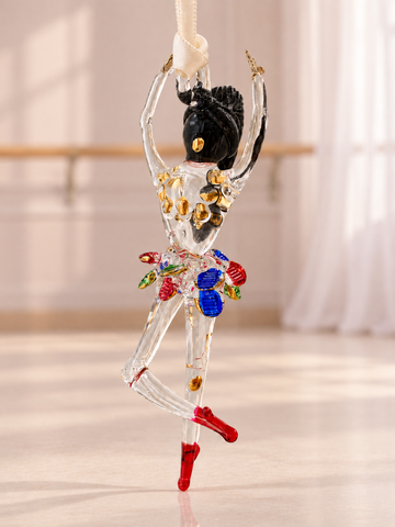 Ballerina Red Shoe Glass Ornament