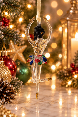 Ballerina Gold Shoe Glass Ornament