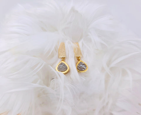 Gold Geode Bar Earrings