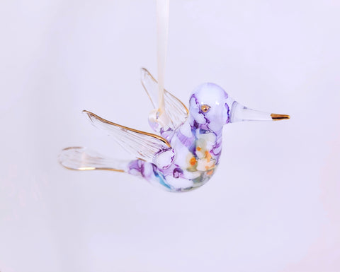 Ceramic Hummingbird Purple Ornament