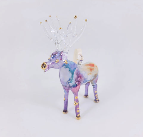 Purple Ceramic Elk Ornament