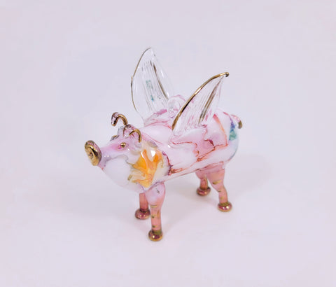 Pink Ceramic Flying Pig Ornament