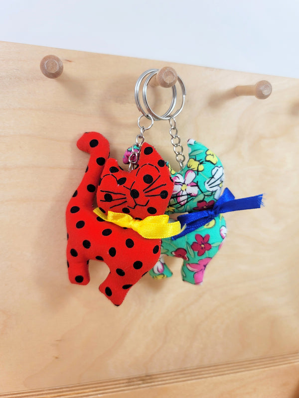 Fabric Cat Keychain