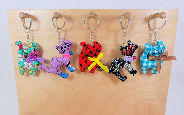 Fabric Cat Keychain