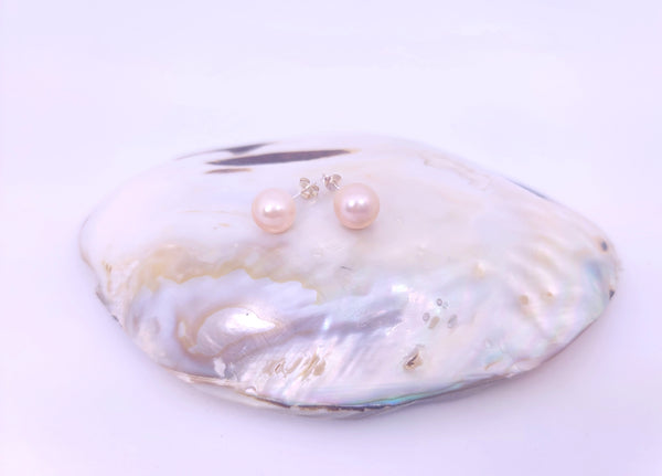 Large Pearl Earrings Pink