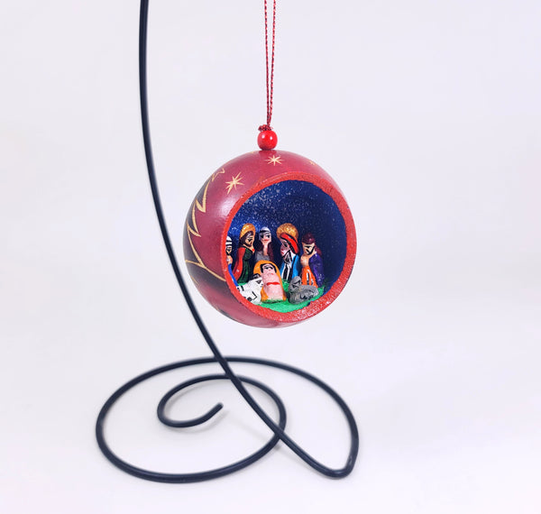 Round Nativity Gourd Ornament