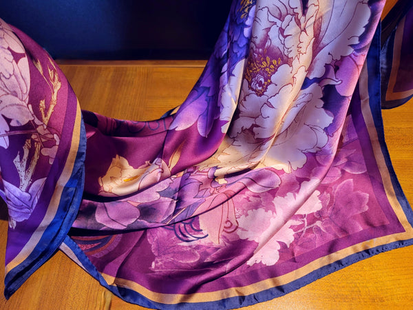 Peonies Silk Scarf