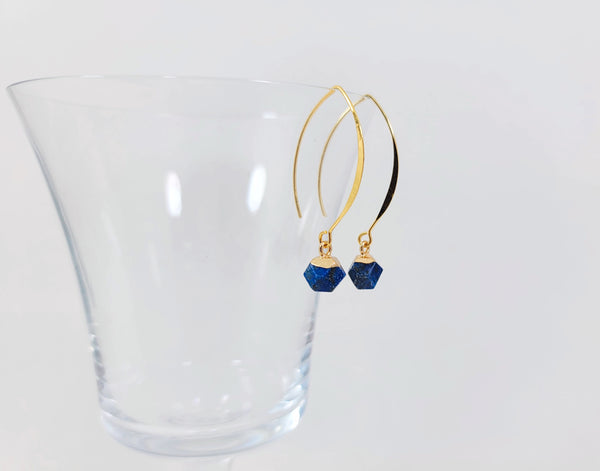 Lapis & Wire Drop Earrings