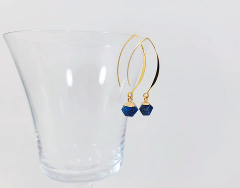 Lapis & Wire Drop Earrings