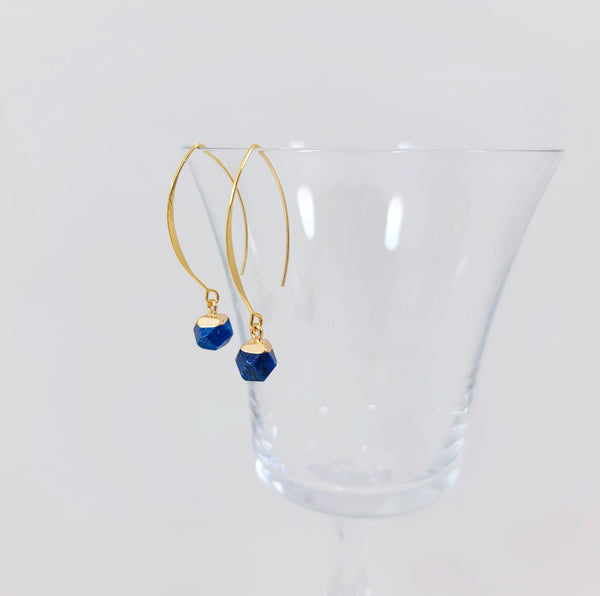 Lapis & Wire Drop Earrings