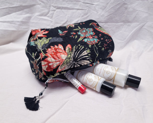 Large Kantha Toiletry Bag Black