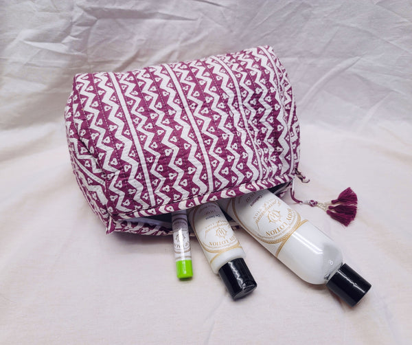 Large Kantha Toiletry Bag Plum