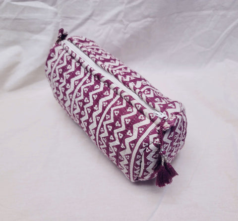 Medium Kantha Toiletry Bag Plum