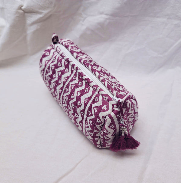 Small Kantha Toiletry Bag Plum
