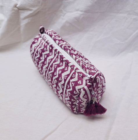 Small Kantha Toiletry Bag Plum