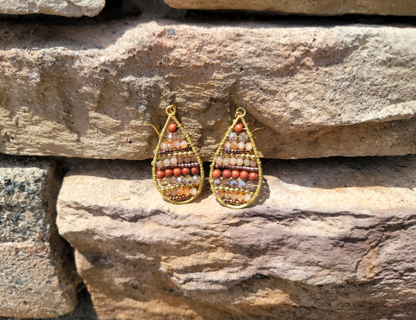 Agate Beaded Teardrop Earrings
