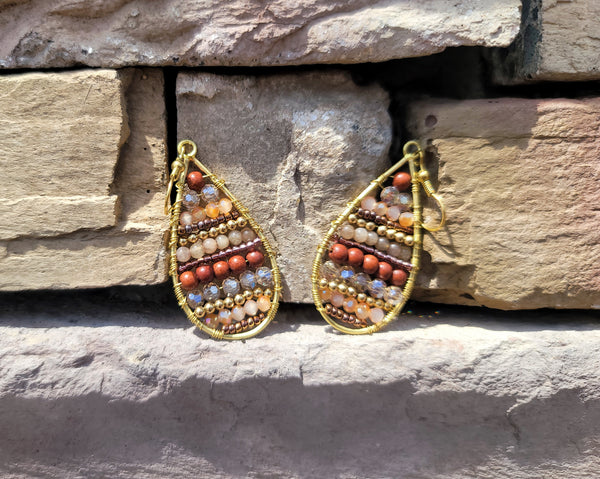 Agate Beaded Teardrop Earrings