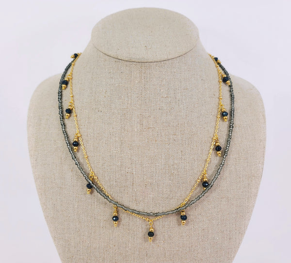 Layered Luxe Necklace Black