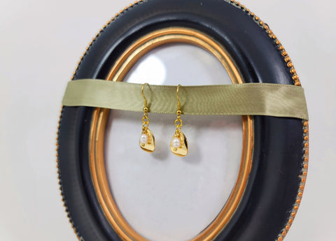 Golden Teardrop Pearl Earrings