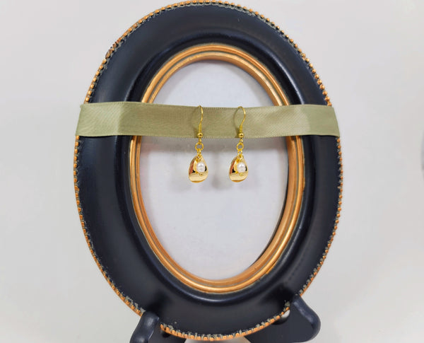 Golden Teardrop Pearl Earrings