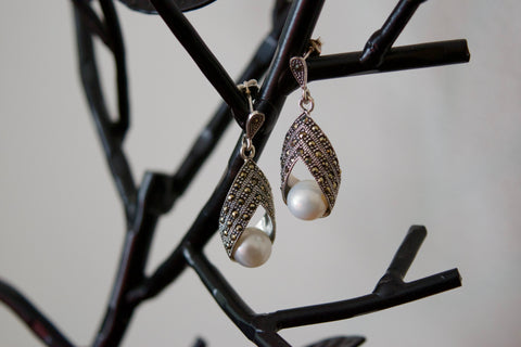 Marcasite & Pearl Earrings