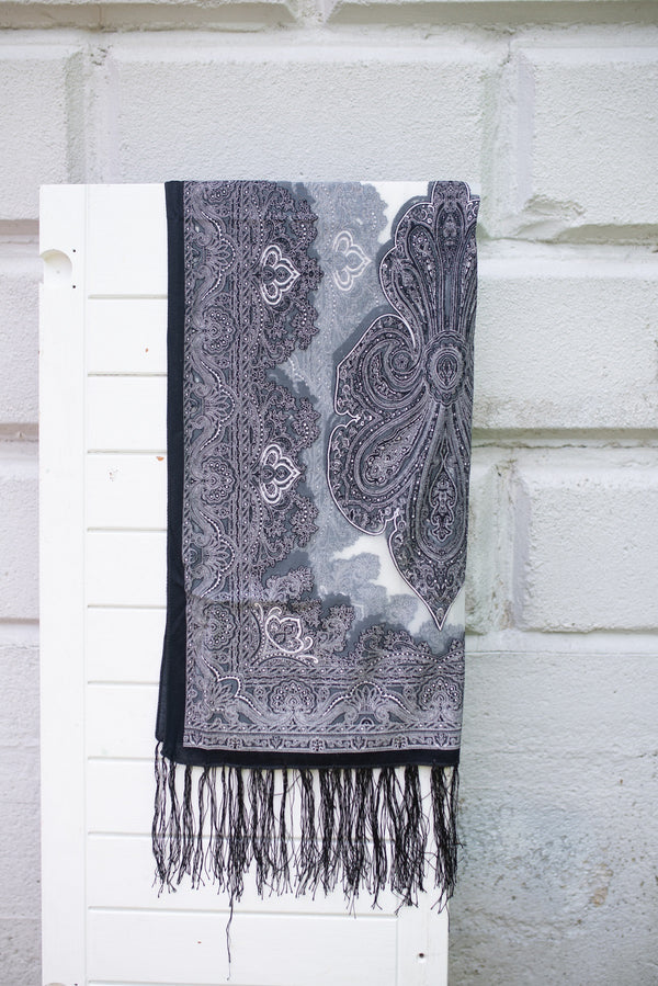 Sheer Silky Scarf blk/white