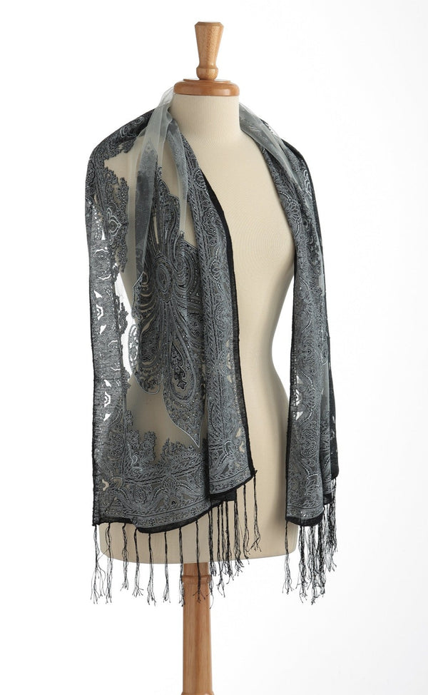 Sheer Silky Scarf blk/white