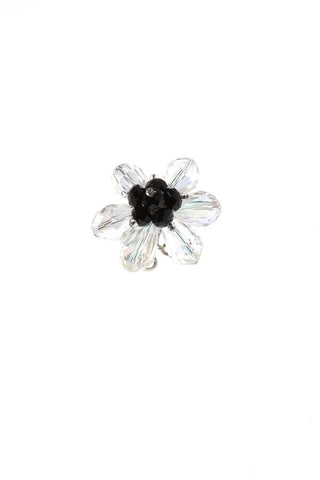 Clear with Black Flower Ring