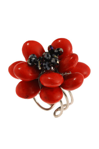 Red Howlite & Hematite Ring