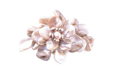 Shell Large Brooch Cream Brown