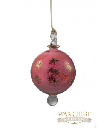 Star Ball Glass Ornament Red - Ornaments - WAR Chest Boutique