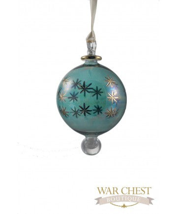 Star Ball Glass Ornament Green - Ornaments - WAR Chest Boutique