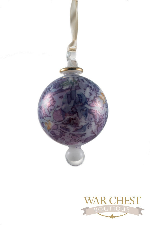 Painted Ball Glass Ornament Blue - Ornaments - WAR Chest Boutique