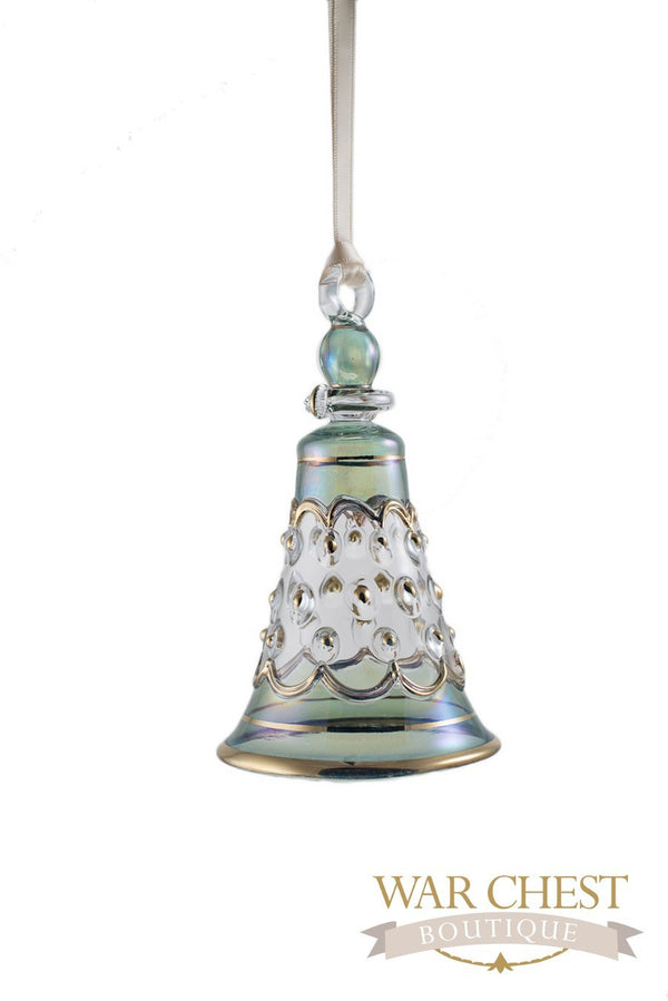 Bell Glass Ornament Green - Ornaments - WAR Chest Boutique
