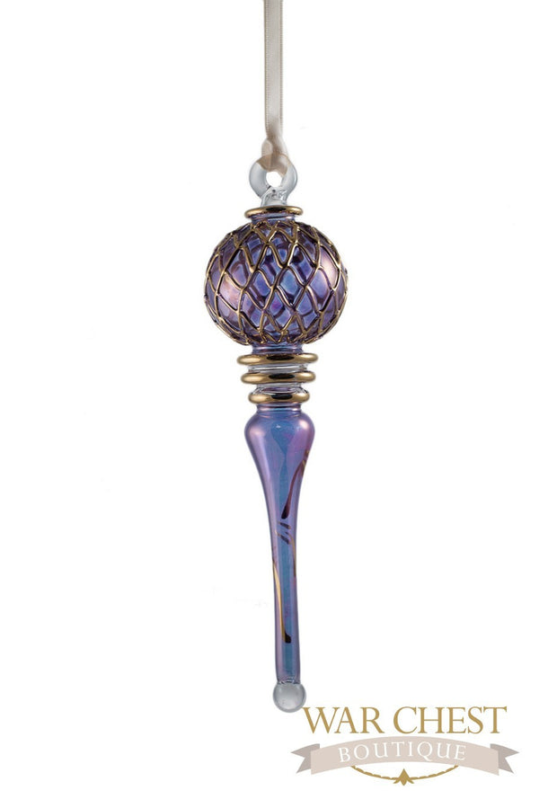 Gold Design Icicle Glass Ornament Purple - Ornaments - WAR Chest Boutique