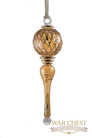 Gold Design Icicle Glass Ornament Yellow - Ornaments - WAR Chest Boutique