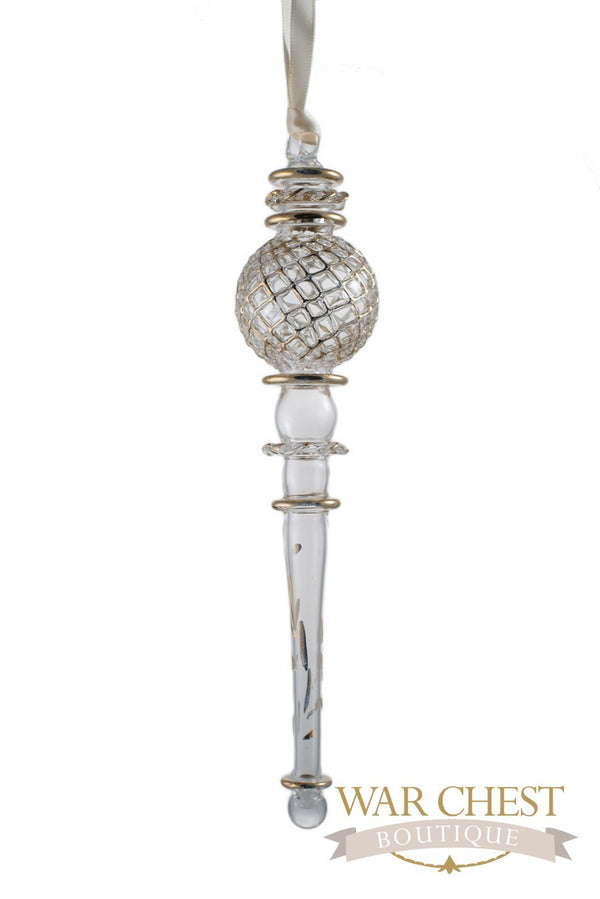 Gold Design Icicle Glass Ornament Clear - Ornaments - WAR Chest Boutique