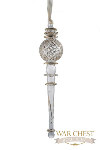 Gold Design Icicle Glass Ornament Clear - Ornaments - WAR Chest Boutique