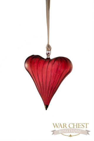 Glass Heart Glass Ornament Red - Ornaments - WAR Chest Boutique