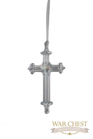 Small Glass Cross Ornament Clear - Ornaments - WAR Chest Boutique