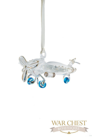 Airplane Glass Ornament Clear - Ornaments - WAR Chest Boutique
