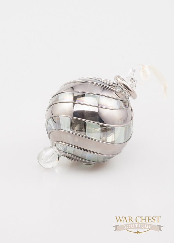 Beribboned Green & Silver Ornament - Ornaments - WAR Chest Boutique