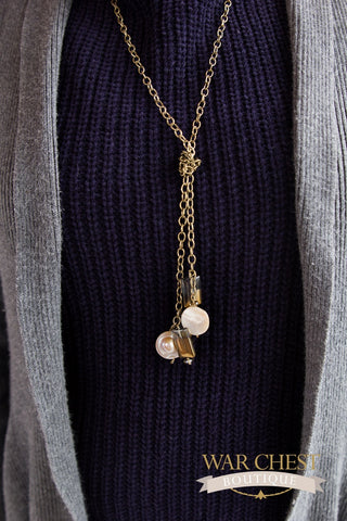 Coin Pearl Lariat Necklace