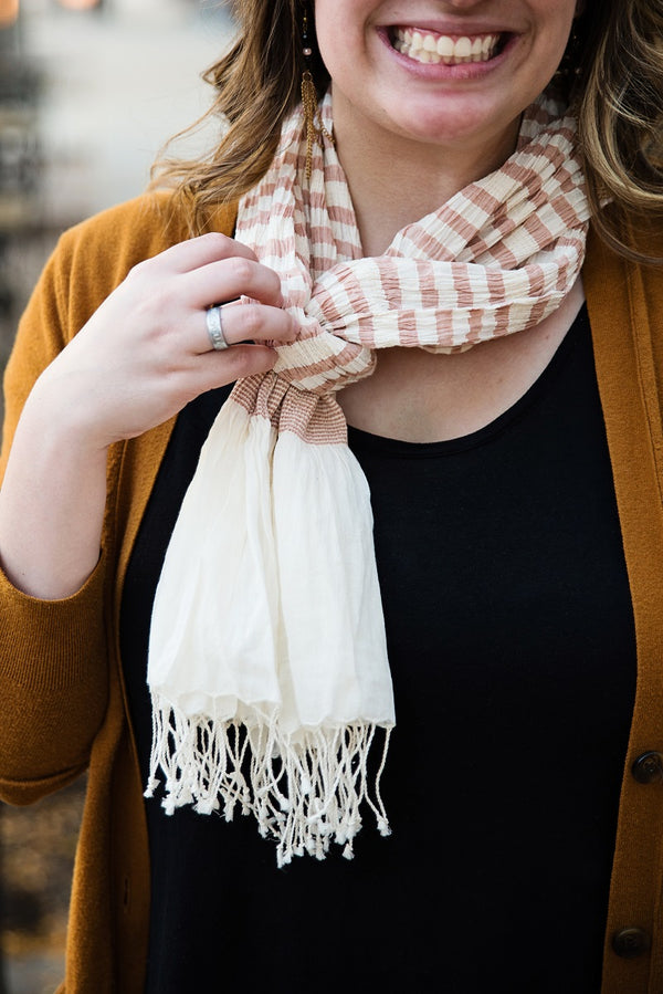 Surya Stripes Soft Peach Scarf